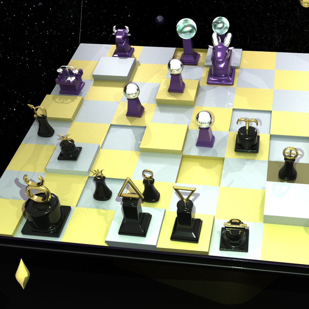 3D Model Astrology Chess Piece Set